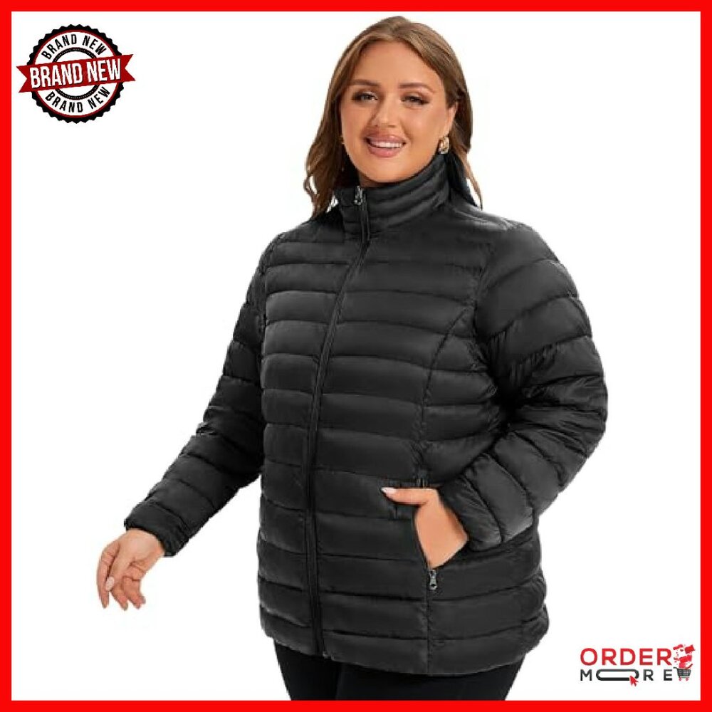 Plus Size Lightweight Packable Puffer Jacket Wome… - image 3